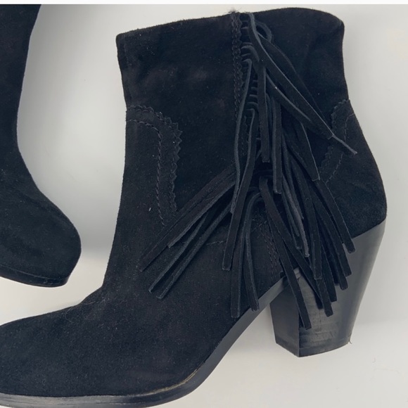 Sam Edelman Louie Black Fringe Booties - Picture 1 of 8
